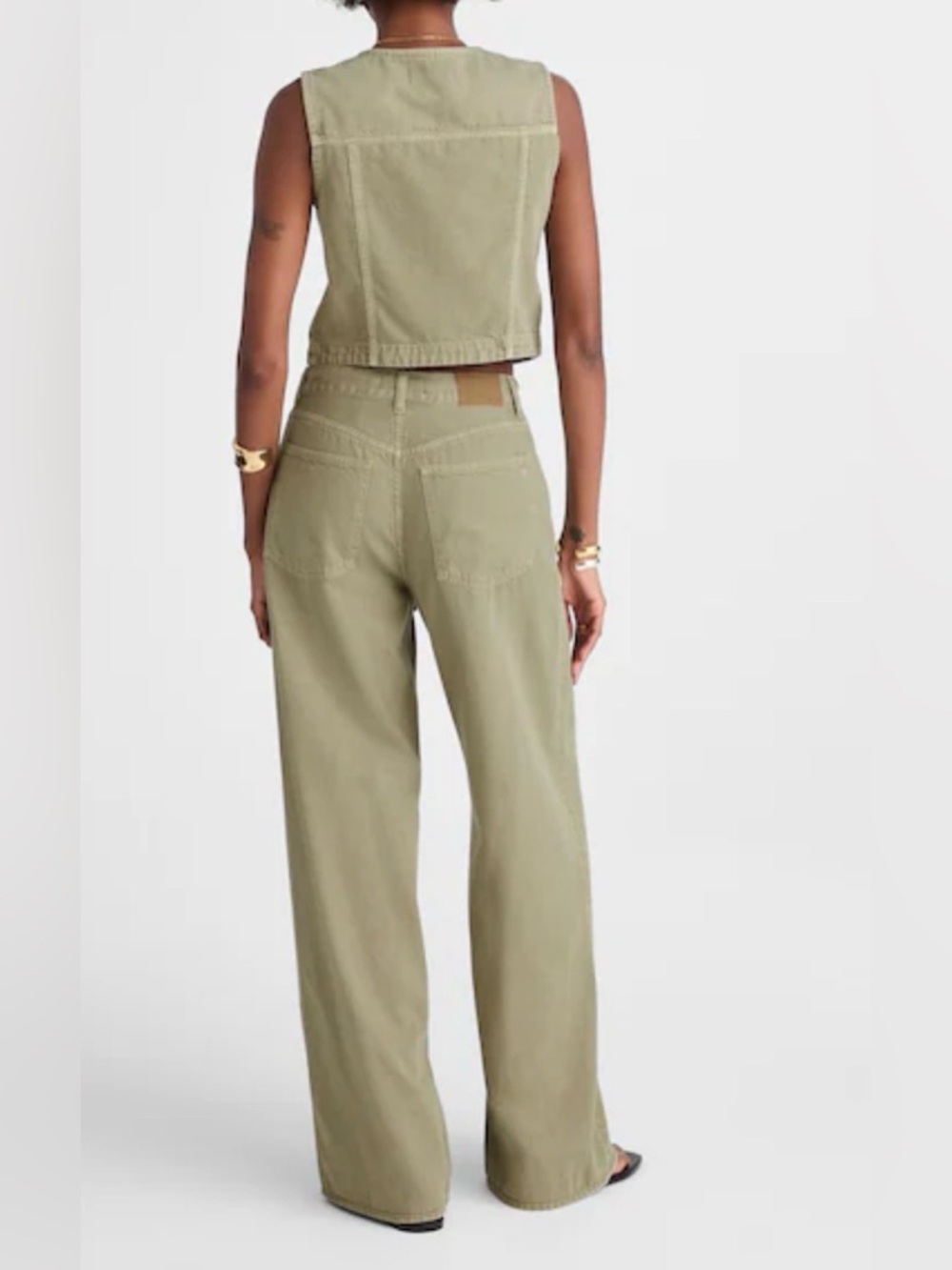 Madewell Super Wide Leg Jeans High Rise Drawstring Airy Size 24 In Sagebrush - Picture 16 of 16